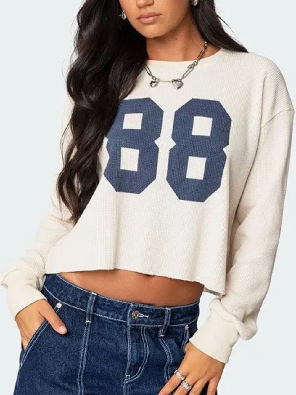 Edikted 88 Waffle Longsleeve Shirt Small